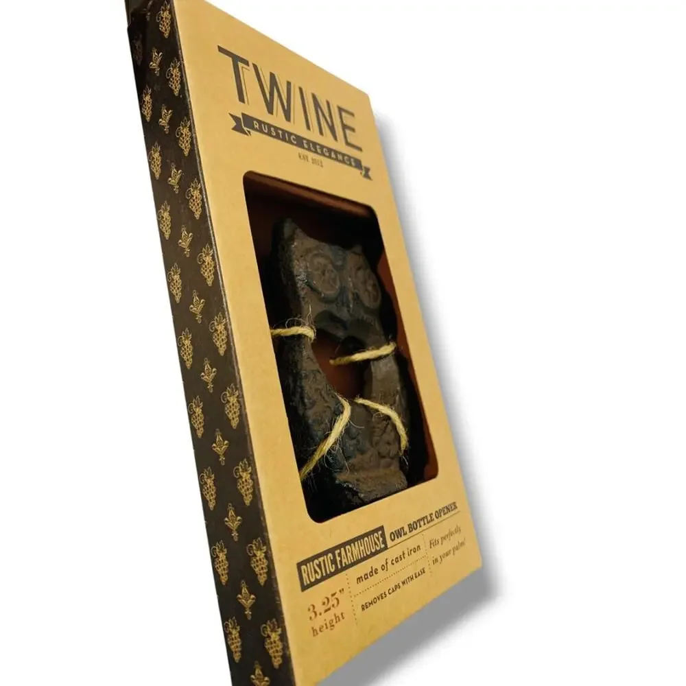 Twine Rustic Elegance Farmhouse Owl Bottle Opener New in Box 3.25